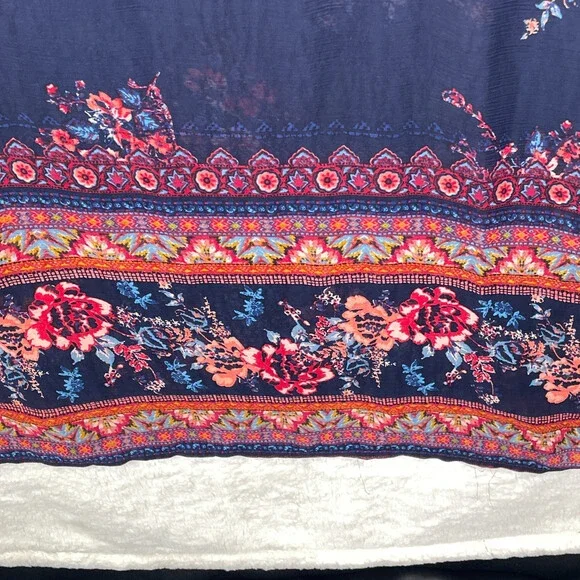 Xhilaration Floral Maxi Dress Womens XS Blue Boho CottageCore Long Sleeves - Picture 4 of 15